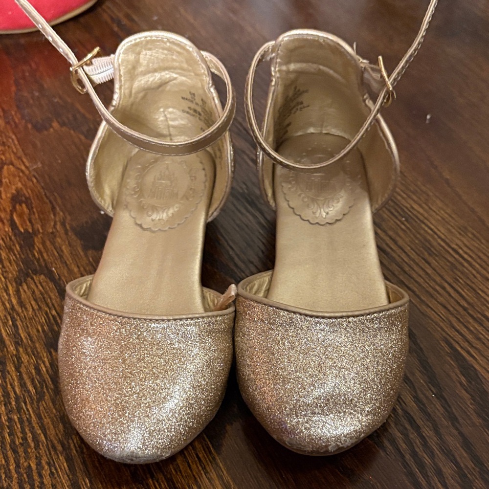 Disney Glittering Gold Ankle Strap Shoes